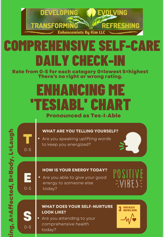 Comprehensive Self-Care Daily Check-In Kimfogram Digital Download